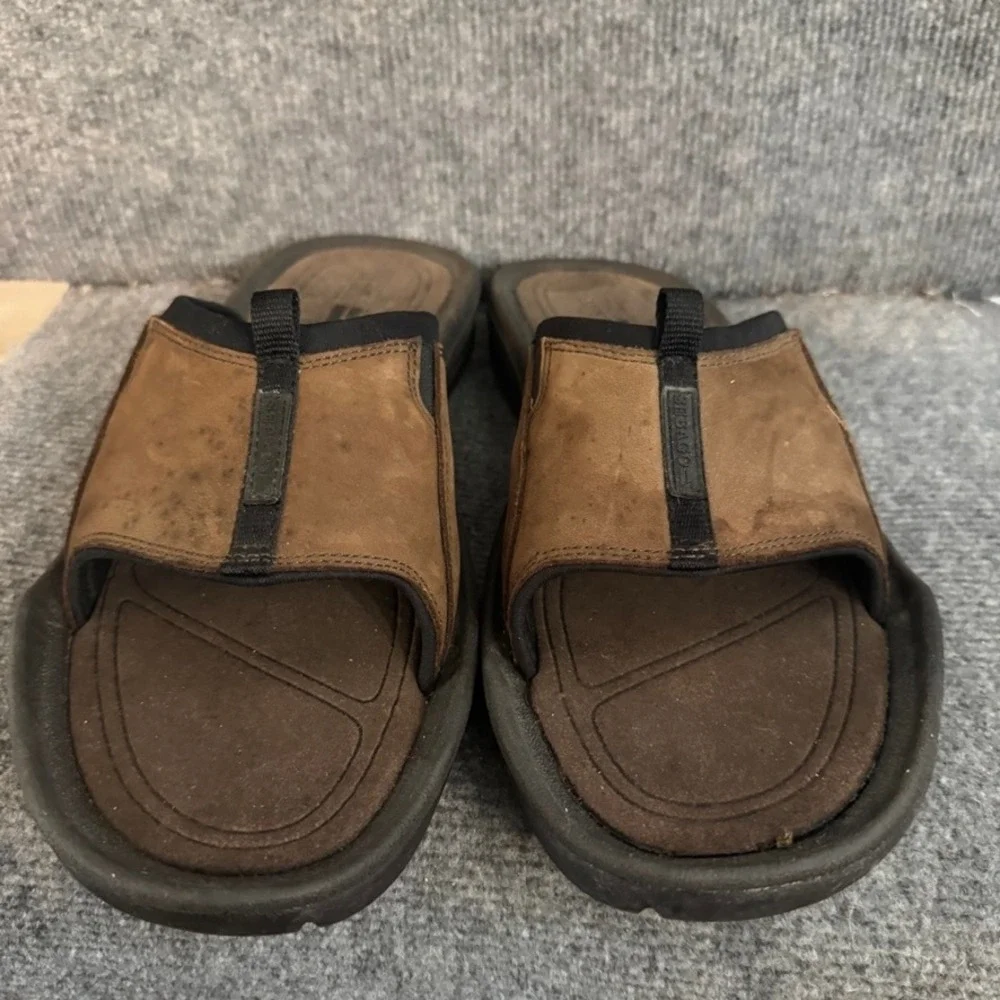 Sebago Docksides Mens Brown Leather Slide Sandals Casual Summer Shoes 13